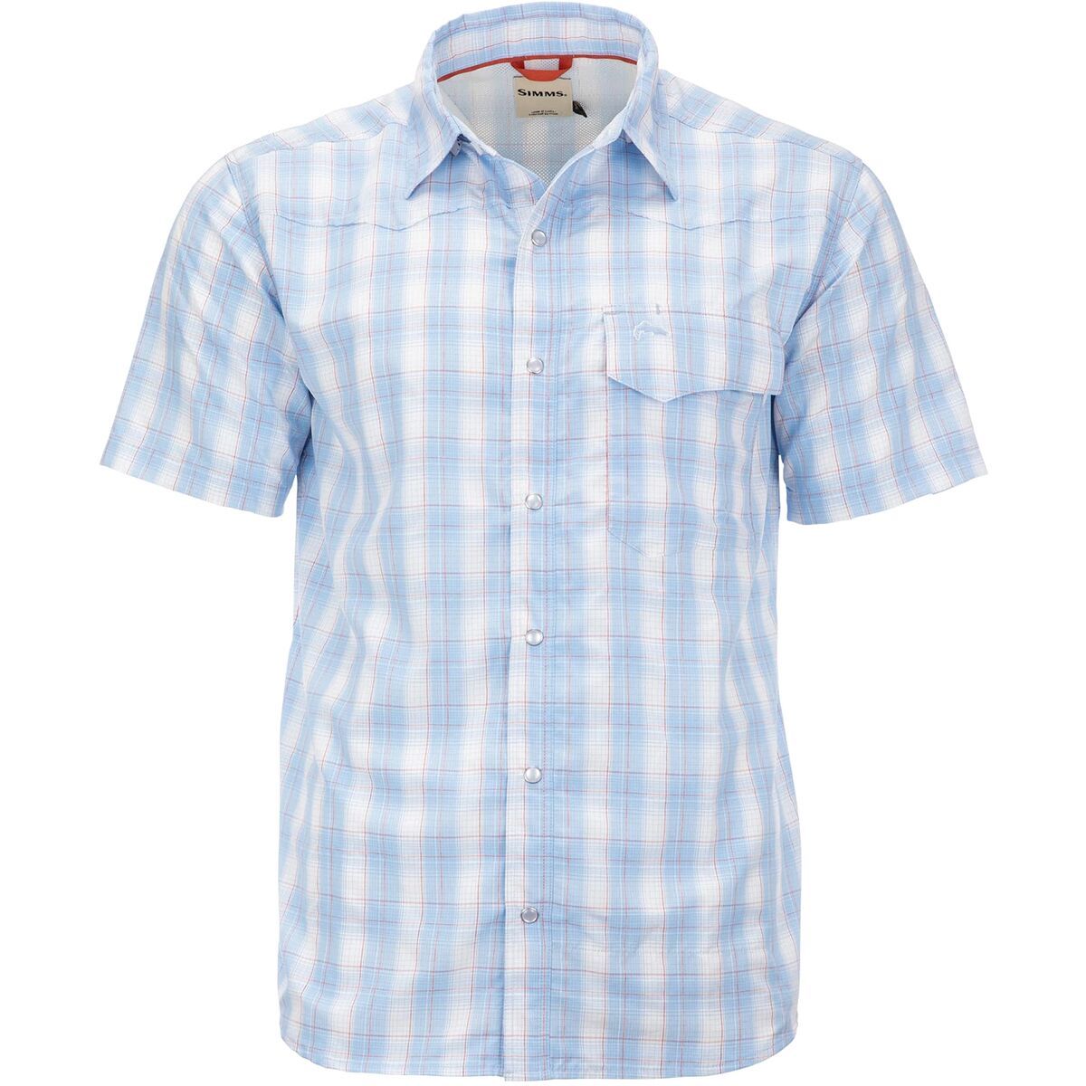 Simms Big Sky Short-Sleeve Shirt - Men's Sky/Flame Plaid, L