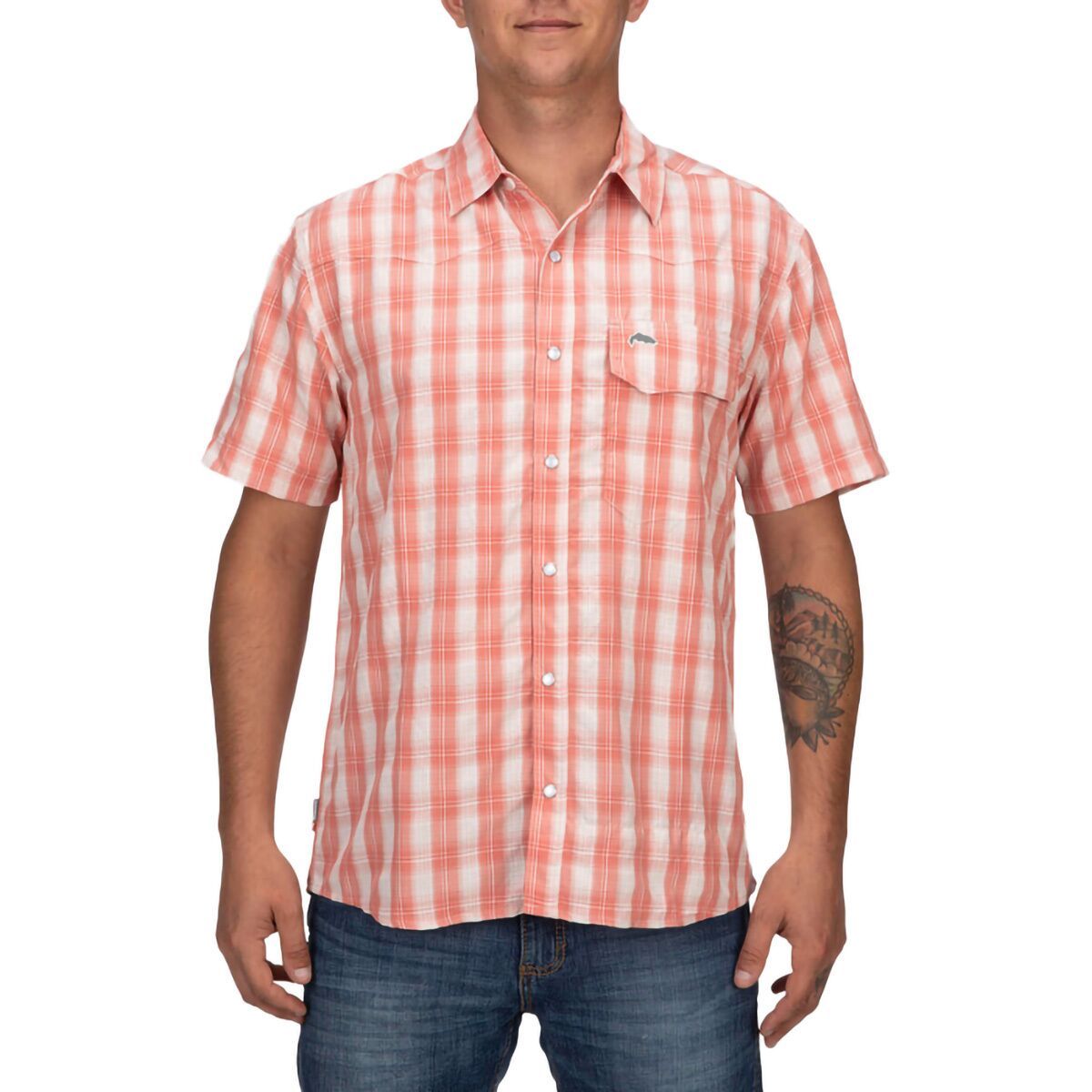 Simms Big Sky Short-Sleeve Shirt - Men's Smoked Salmon Plaid, 3XL