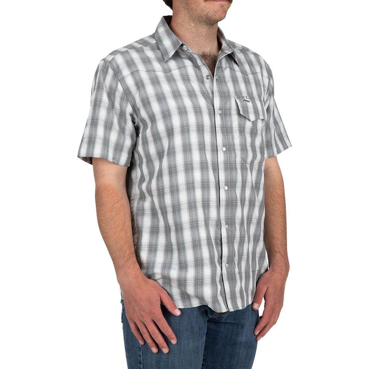 Simms Big Sky Short-Sleeve Shirt - Men's Steel/Pool Plaid, S