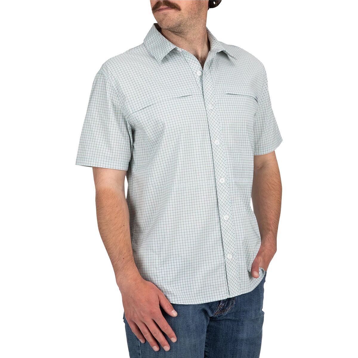 Simms Stone Cold Short-Sleeve Shirt - Men's Sky Morada Plaid, 3XL