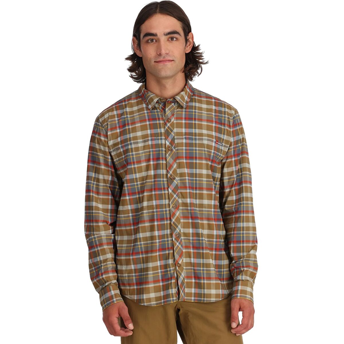Image of Simms Bugstopper Long-Sleeve Plaid Shirt - Men's Simms Chestnut Multi Plaid, XXL