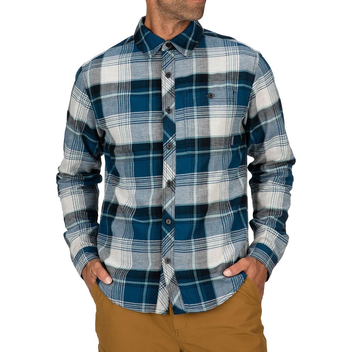 Simms Dockwear Cotton Flannel Shirt - Men's Atlantis Celadon Plaid, M
