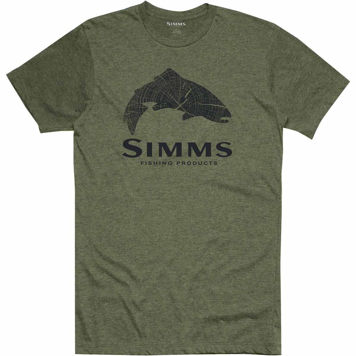 Simms Wood Trout Fill T-Shirt - Men's Military Heather, 3XL