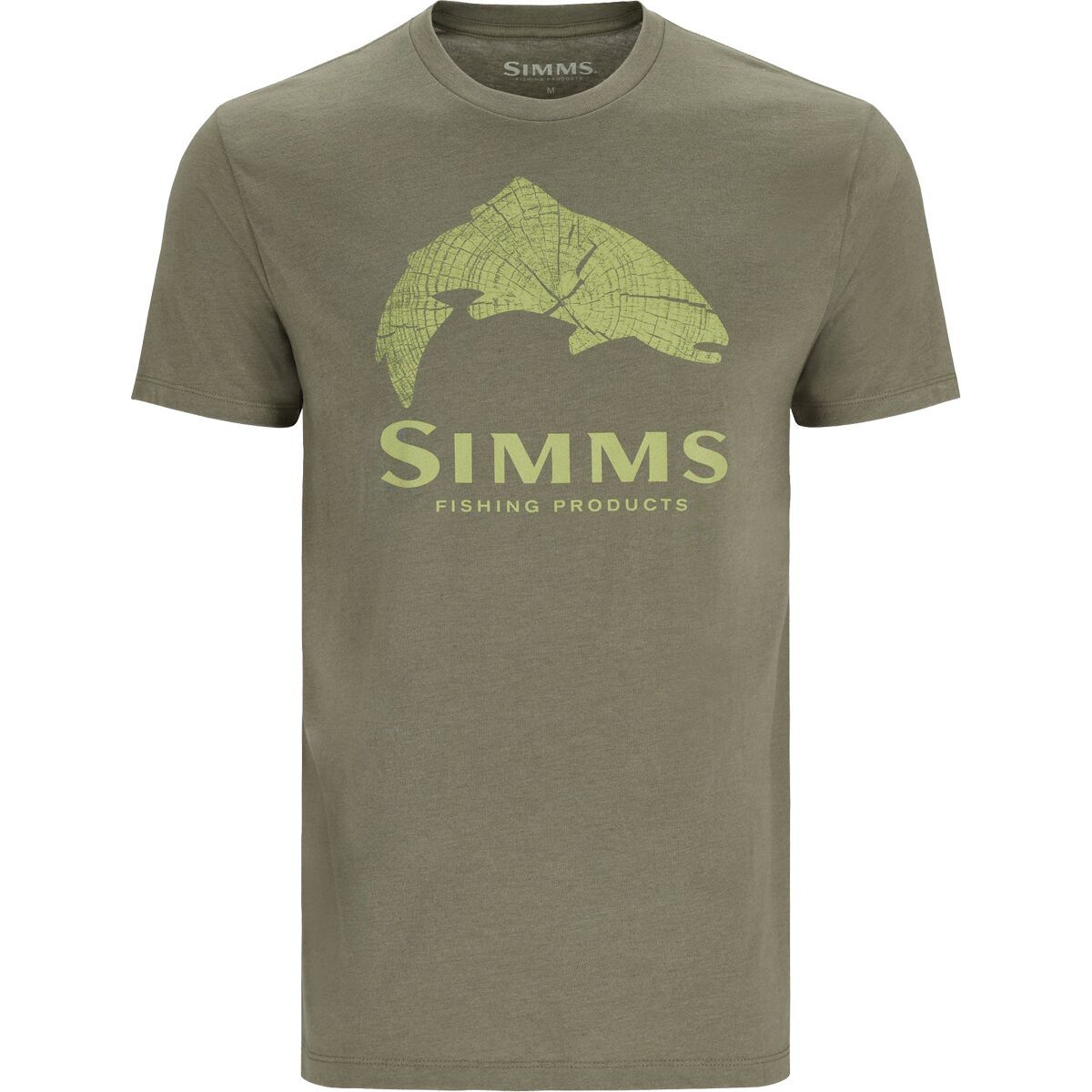 Simms Wood Trout Fill T-Shirt - Men's Military Heather/Neon, L
