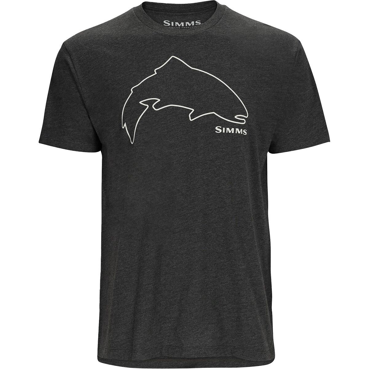 Simms Trout Outline T-Shirt - Men's Charcoal Heather, 3XL