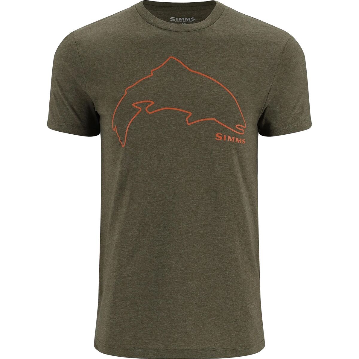 Image of Simms Trout Outline T-Shirt - Men's Loden Heather, L