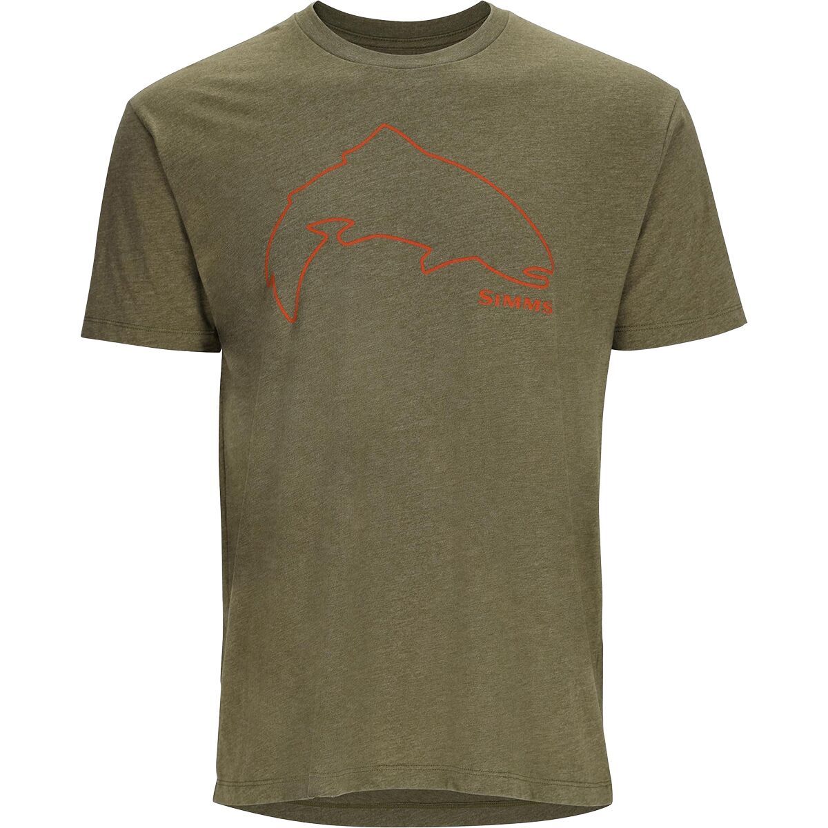 Simms Trout Outline T-Shirt - Men's Military Heather, S