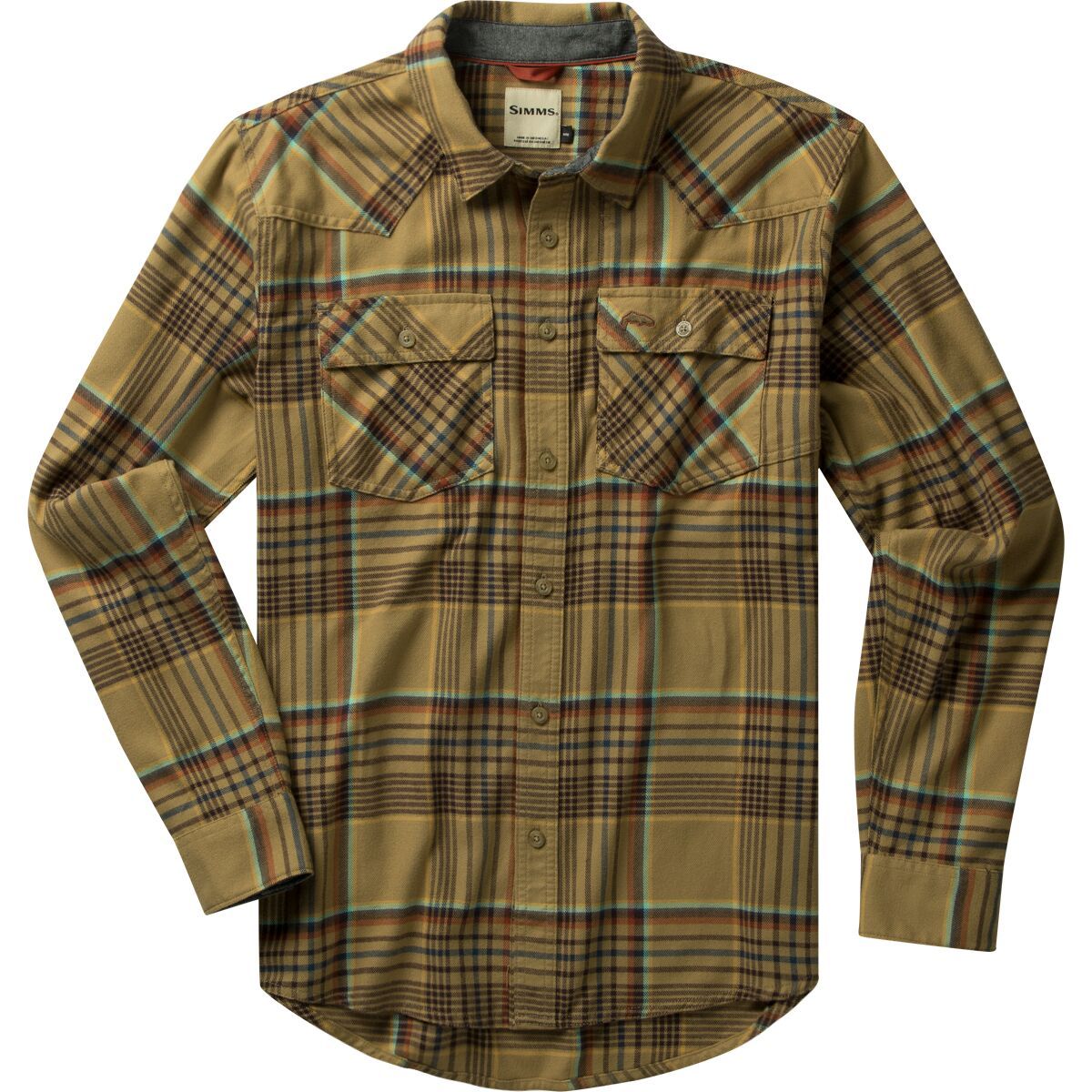 Simms Santee Flannel Shirt - Men's Camel/Navy/Clay Neo Plaid, M