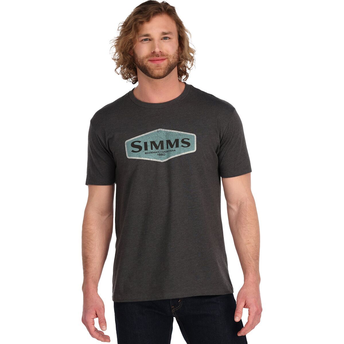 Simms Simms Logo Frame T-Shirt - Men's Charcoal Heather, L