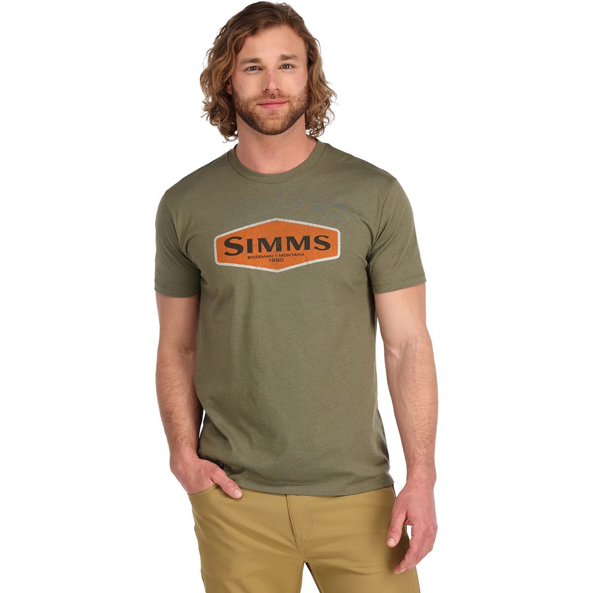 Simms Simms Logo Frame T-Shirt - Men's Military Heather, XXL