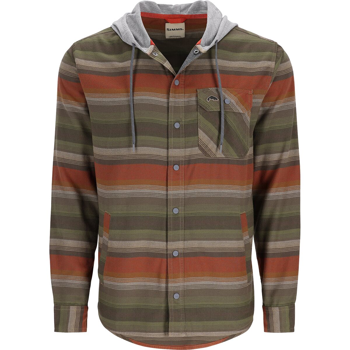 Simms Simms Santee Flannel Hoodie - Men's Clay/Cork Stripe, XL