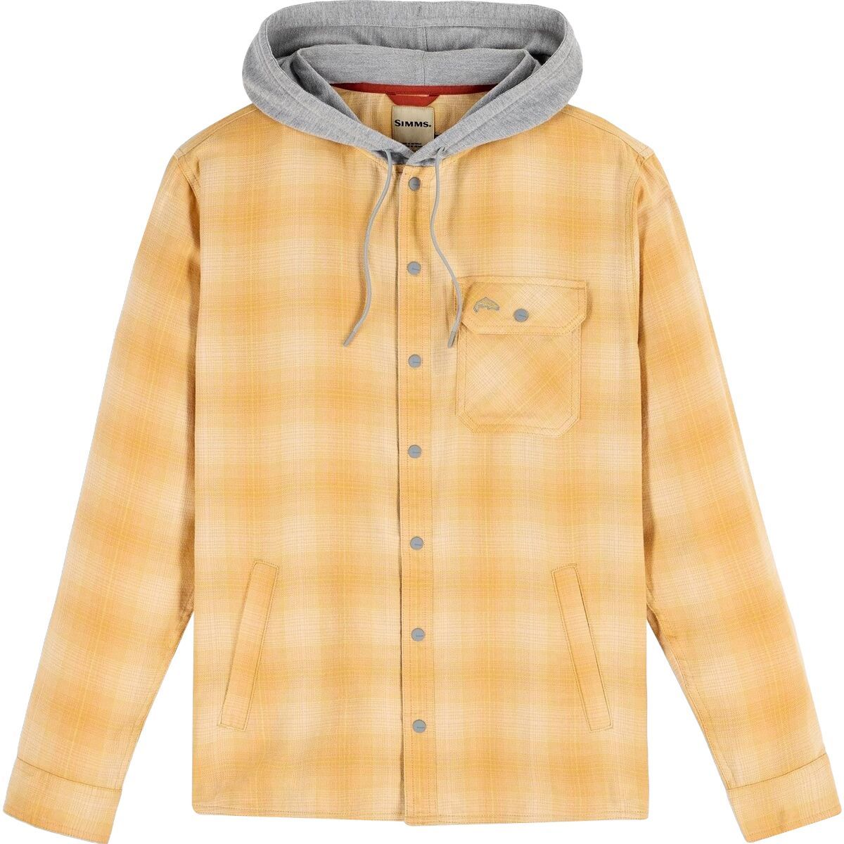 Image of Simms Santee Flannel Hoodie - Men's Ely Plaid: Baltic Amber, L