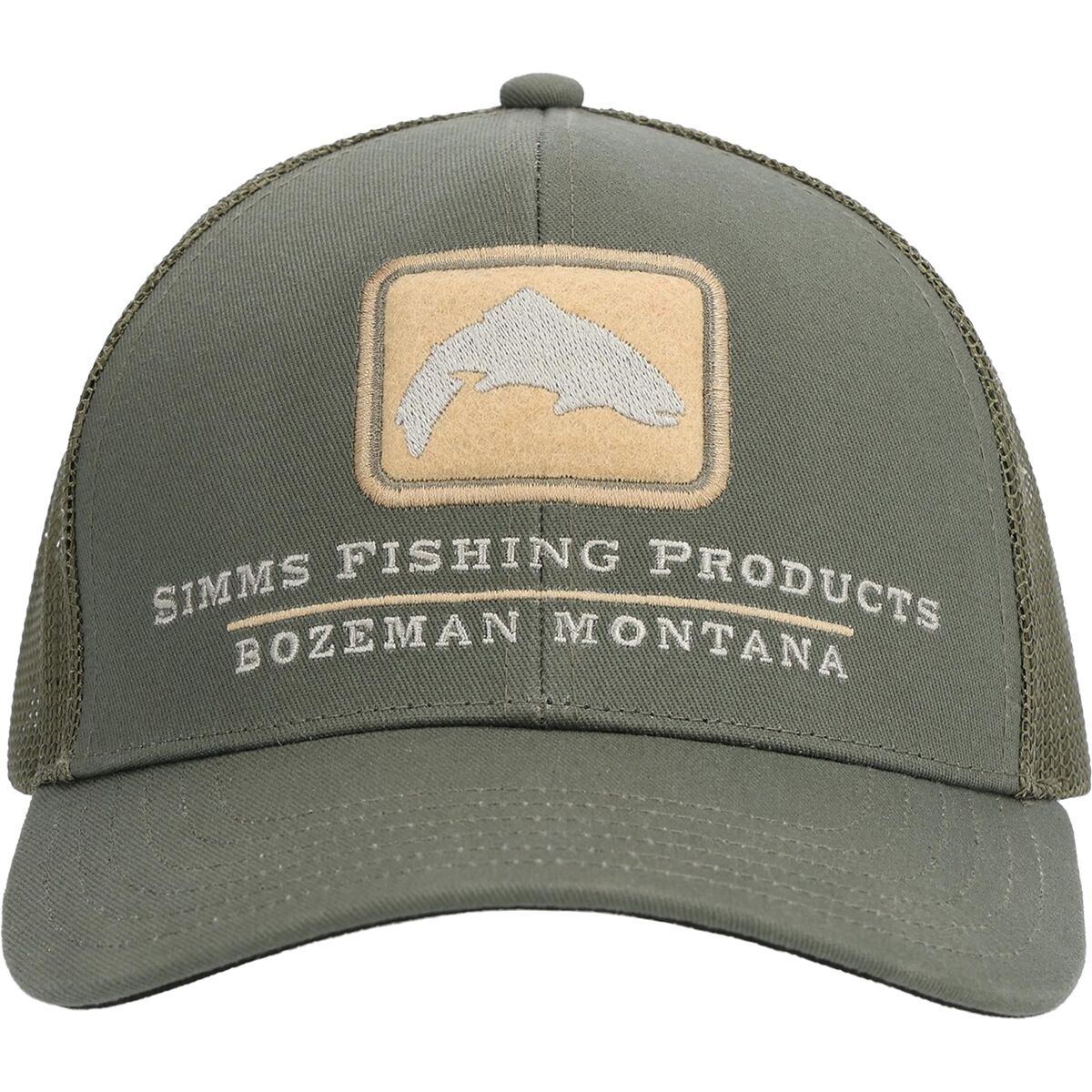 Image of Simms Double Haul Icon Trucker Hat Smokey Olive, One Size