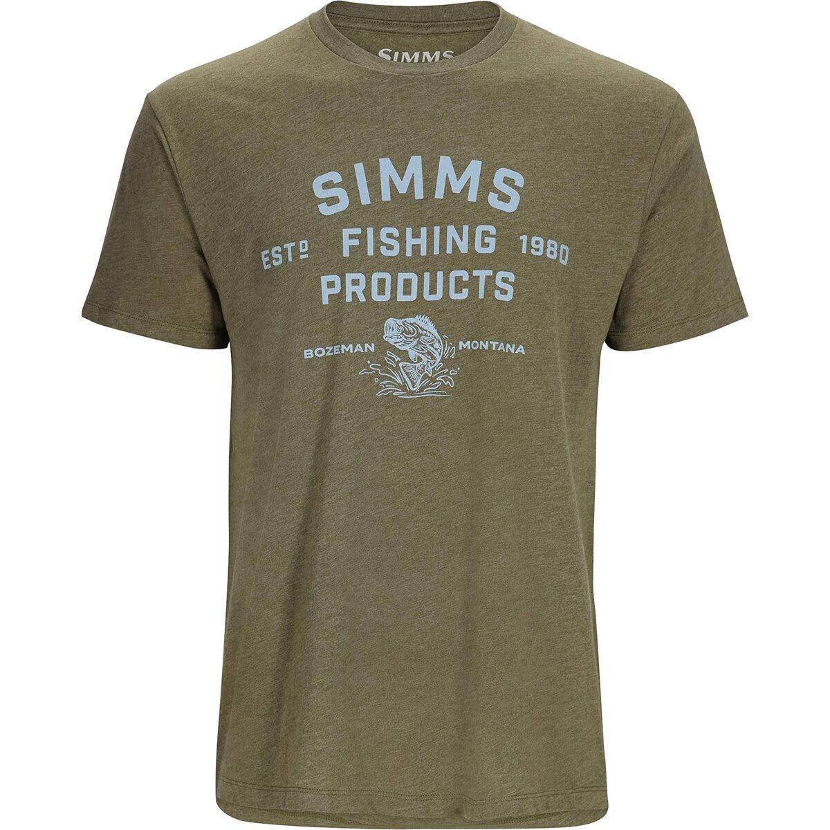 Simms Stacked Logo Bass T-Shirt - Men's Military Heather, 3XL
