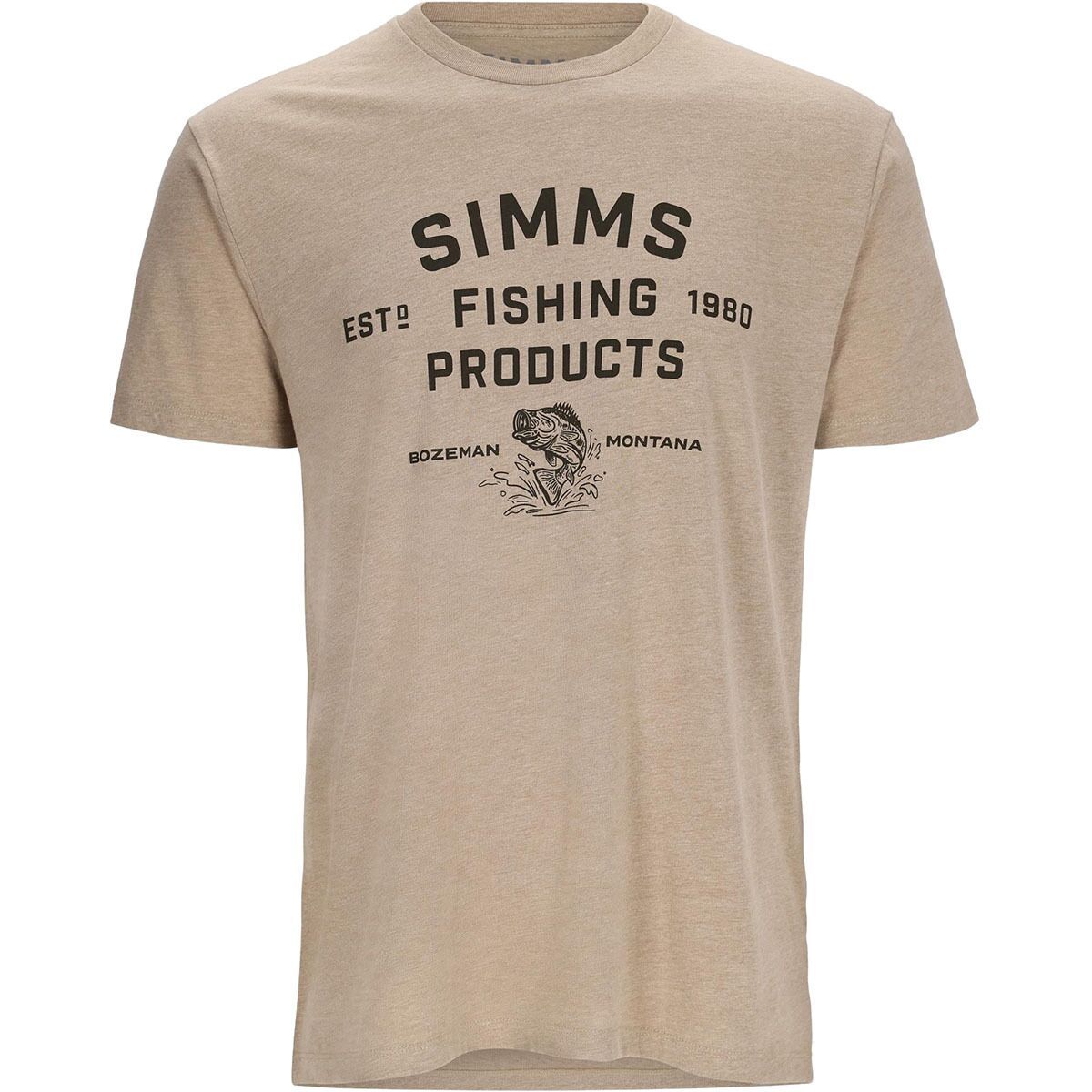 Simms Stacked Logo Bass T-Shirt - Men's Oatmeal Heather, S