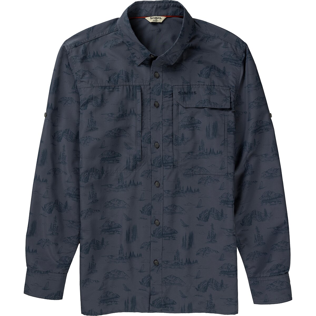 Image of Simms Guide Shirt - Men's Selvedge Mayfly Print, L