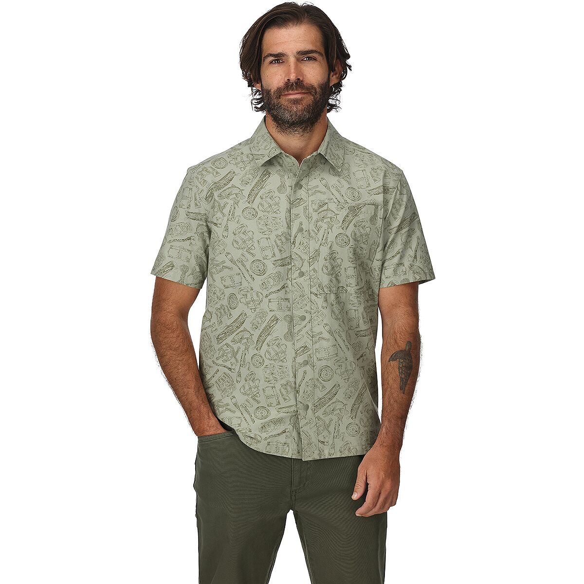 Image of Simms Tailout Short-Sleeve Shirt - Men's Camp Pale Pine, S