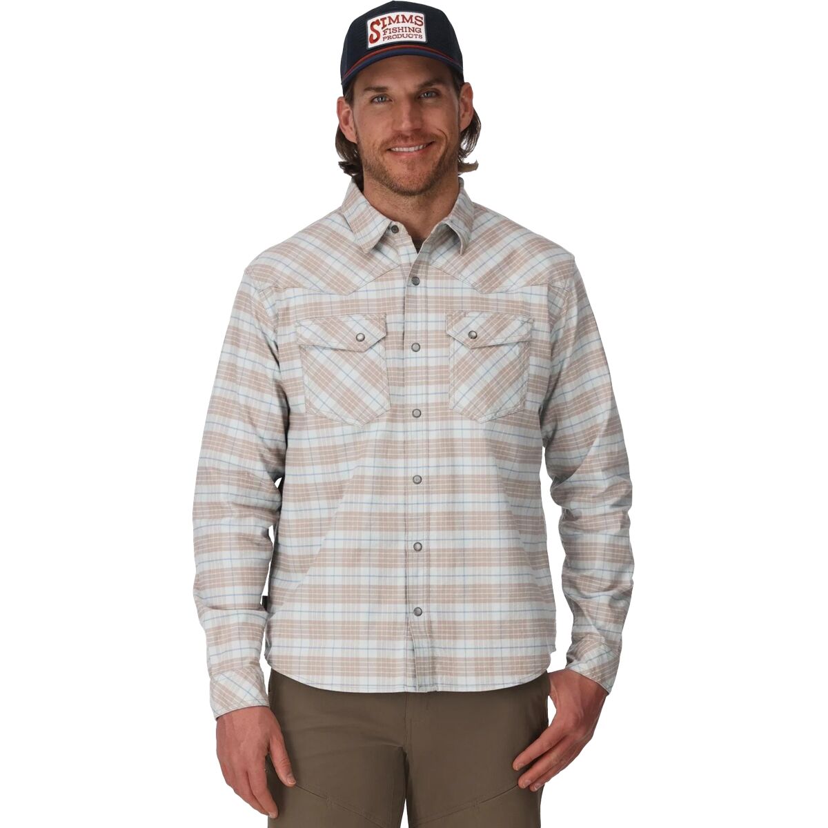Image of Simms Brackett Flannel Shirt - Men's Drummond Plaid: Sterling, S