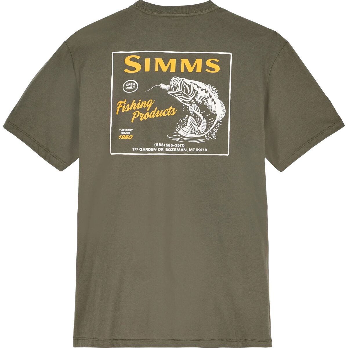 Image of Simms Locals Bass Shop T-Shirt - Men's Loden, XXL