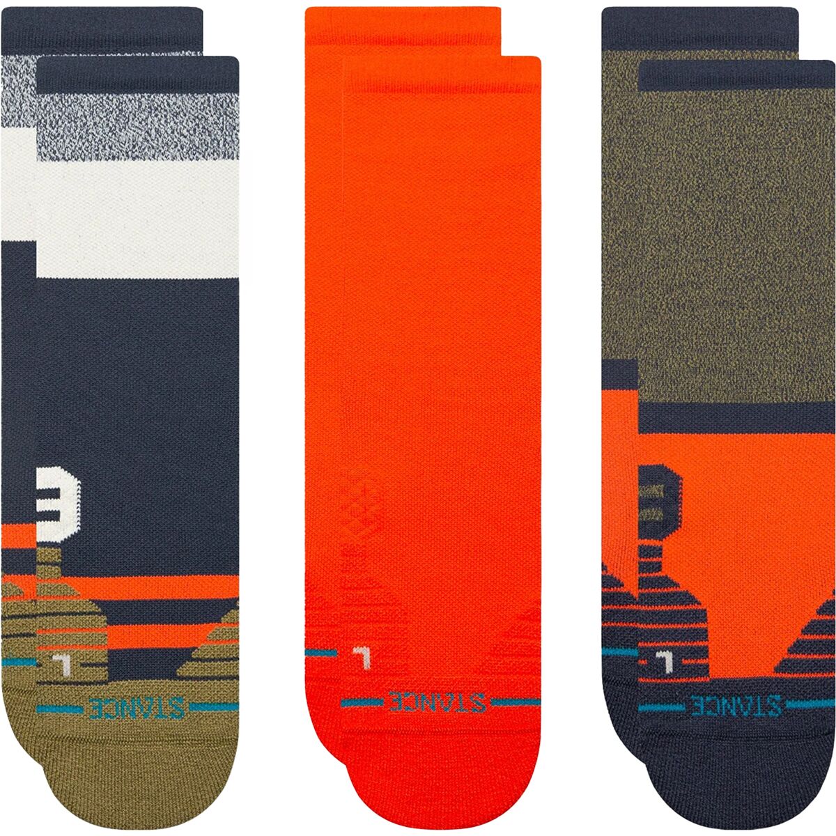 Image of Stance Route Medium Performance Crew Sock - 3-Pack Navy, L