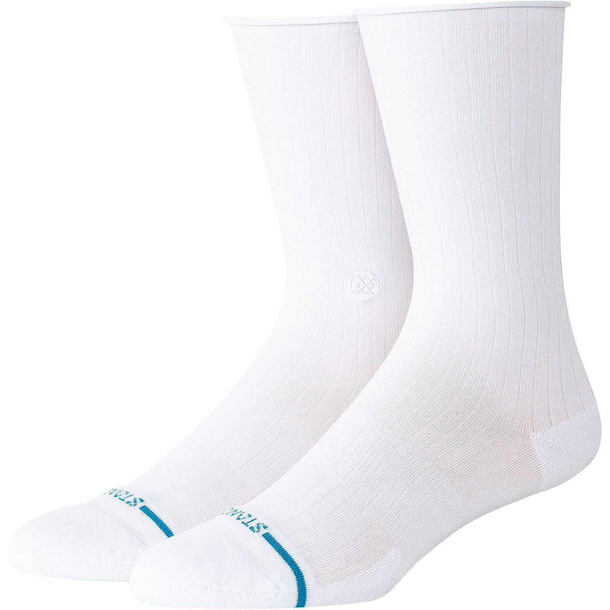 Image of Stance Rolled Solid Crew Sock - Women's White, M