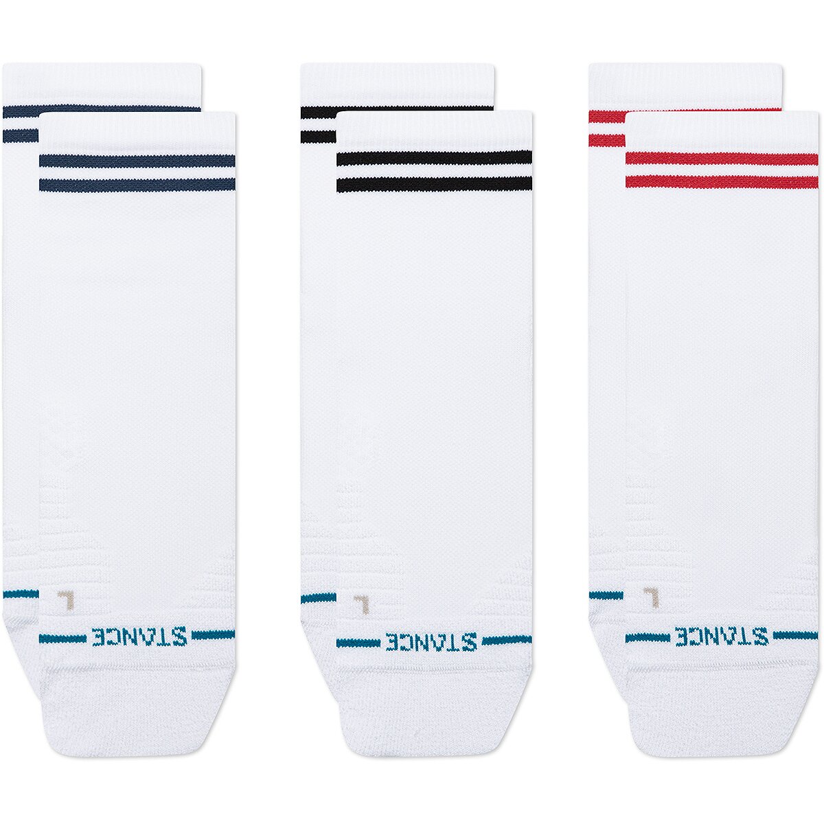 Image of Stance Lined Up Mid Quarter Sock - 3-Pack White, M