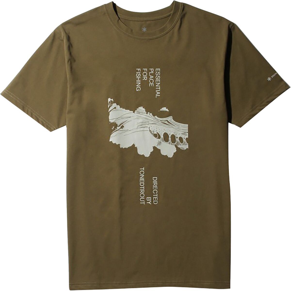 Snow Peak Toned Trout Swimming Fish T-Shirt Khaki