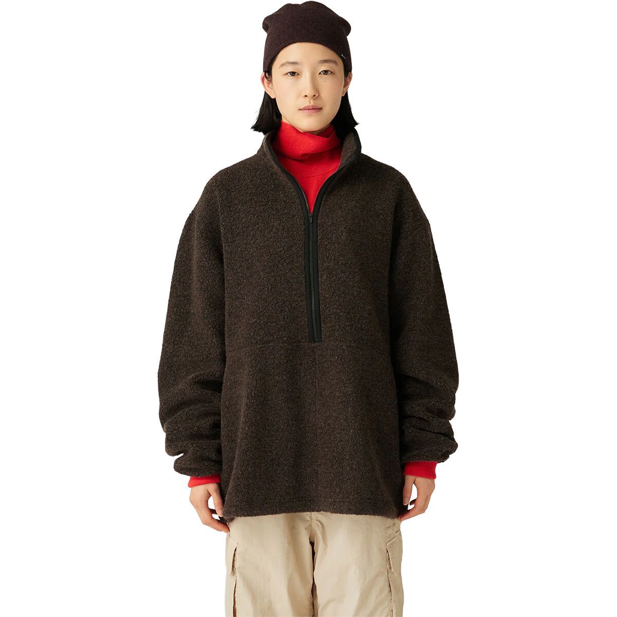 Image of Snow Peak Recycled Wool Boa Pullover Dark Brown, M