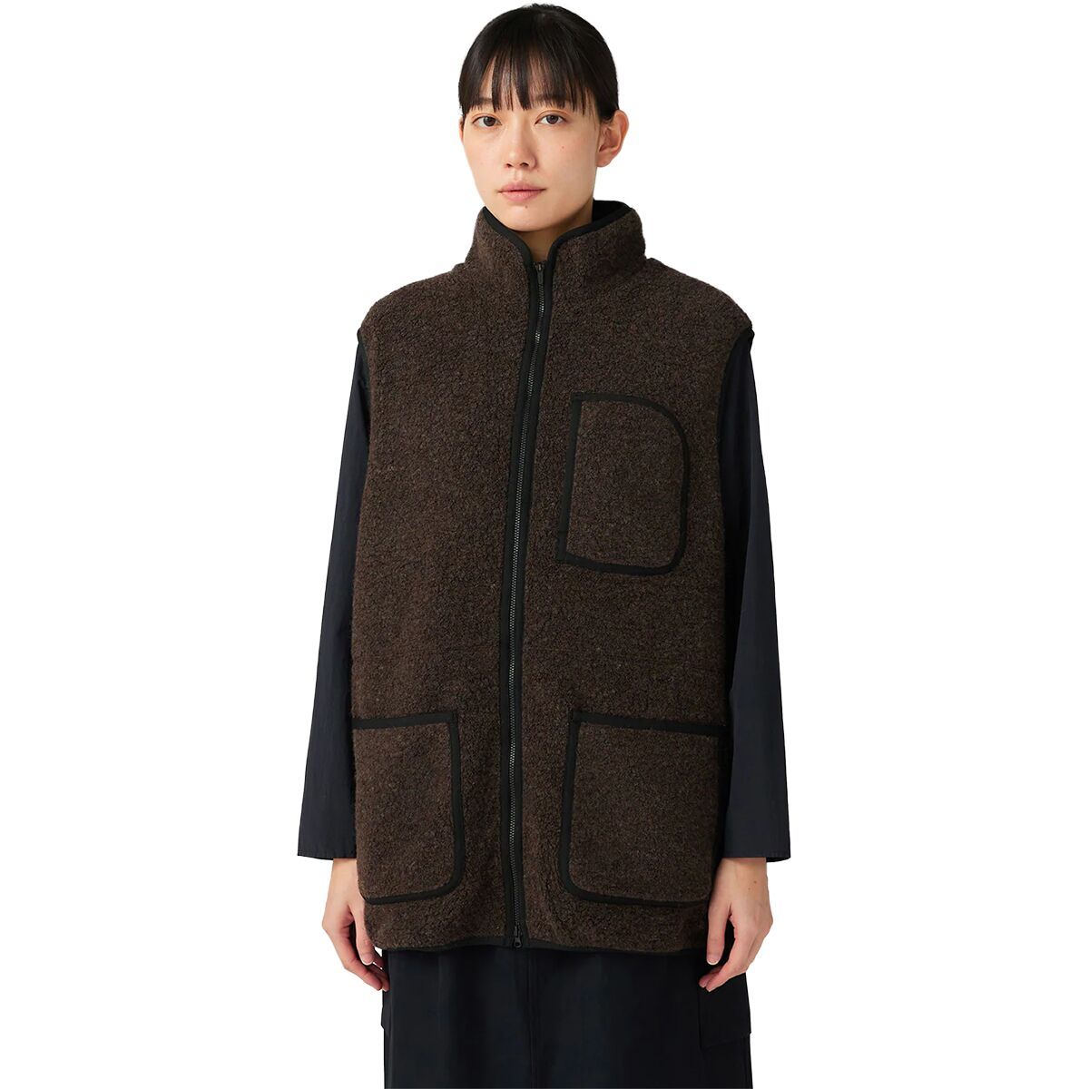 Image of Snow Peak Recycled Wool Boa Vest Dark Brown, M