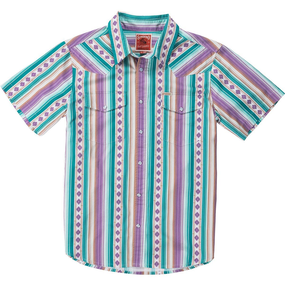 Image of Sendero Provisions Co. Serape Pearl Snap Short-Sleeve Shirt - Men's Spring Sage, M
