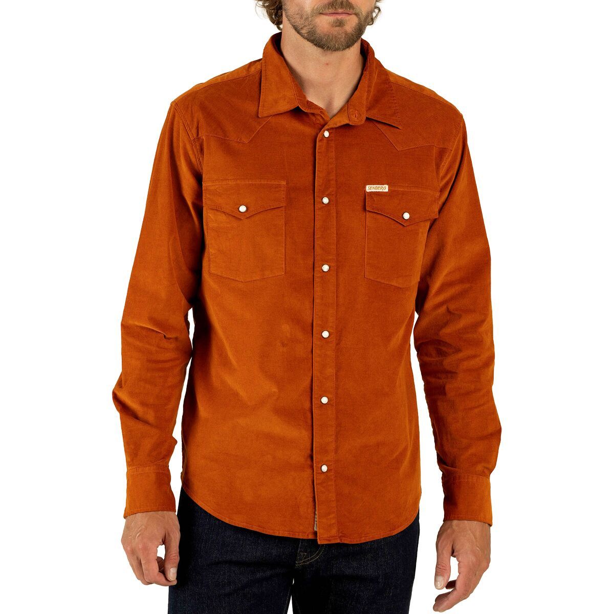 Image of Sendero Provisions Co. The Wyatt Pearl Snap Shirt - Men's Burnt Orange, M