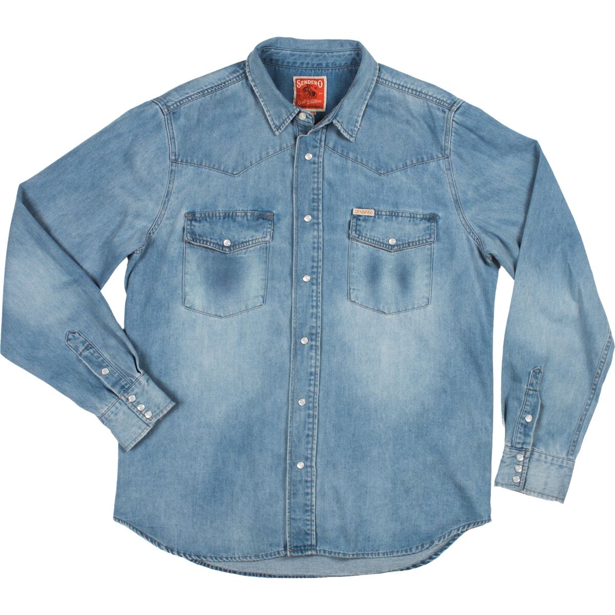 Image of Sendero Provisions Co. The Wyatt Pearl Snap Shirt - Men's Vintage Denim, XL