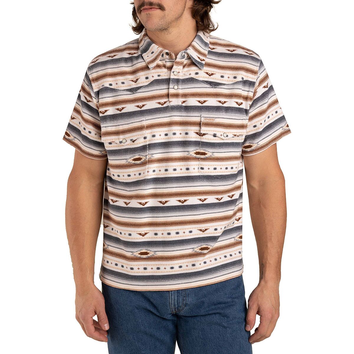 Sendero Provisions Co. Sendero Provisions Co. Cantina Terry Polo Shirt - Men's Gray/Tan Southwest, S