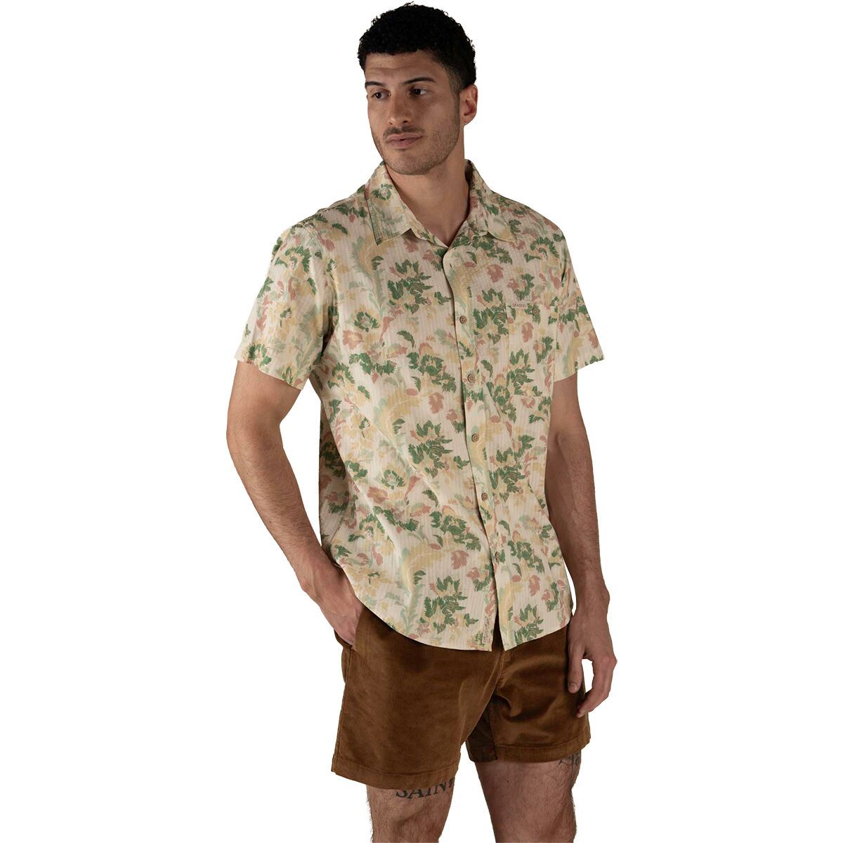 Image of Sendero Provisions Co. City Slicker Button Up Short-Sleeve Shirt - Men's Alondra/Cream/Green, XL