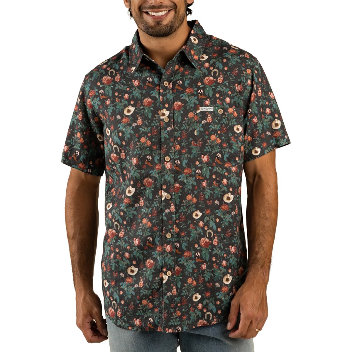Sendero Provisions Co. City Slicker Button Up Short-Sleeve Shirt - Men's Desert Rose/Charcoal, M