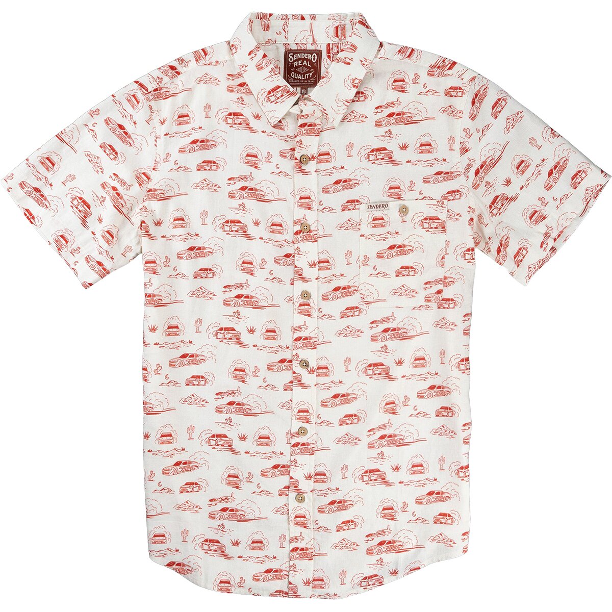 Image of Sendero Provisions Co. City Slicker Button Up Short-Sleeve Shirt - Men's Desert Rose/Charcoal, S