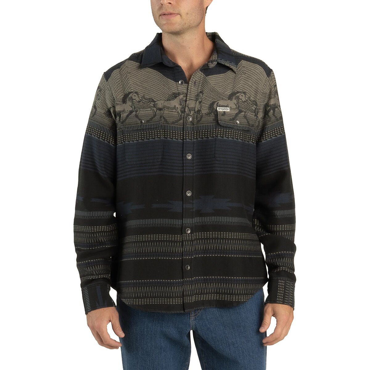 Sendero Provisions Co. Sendero Provisions Co. Boquillas Shirt - Men's Teton Stripe/Charcoal, L