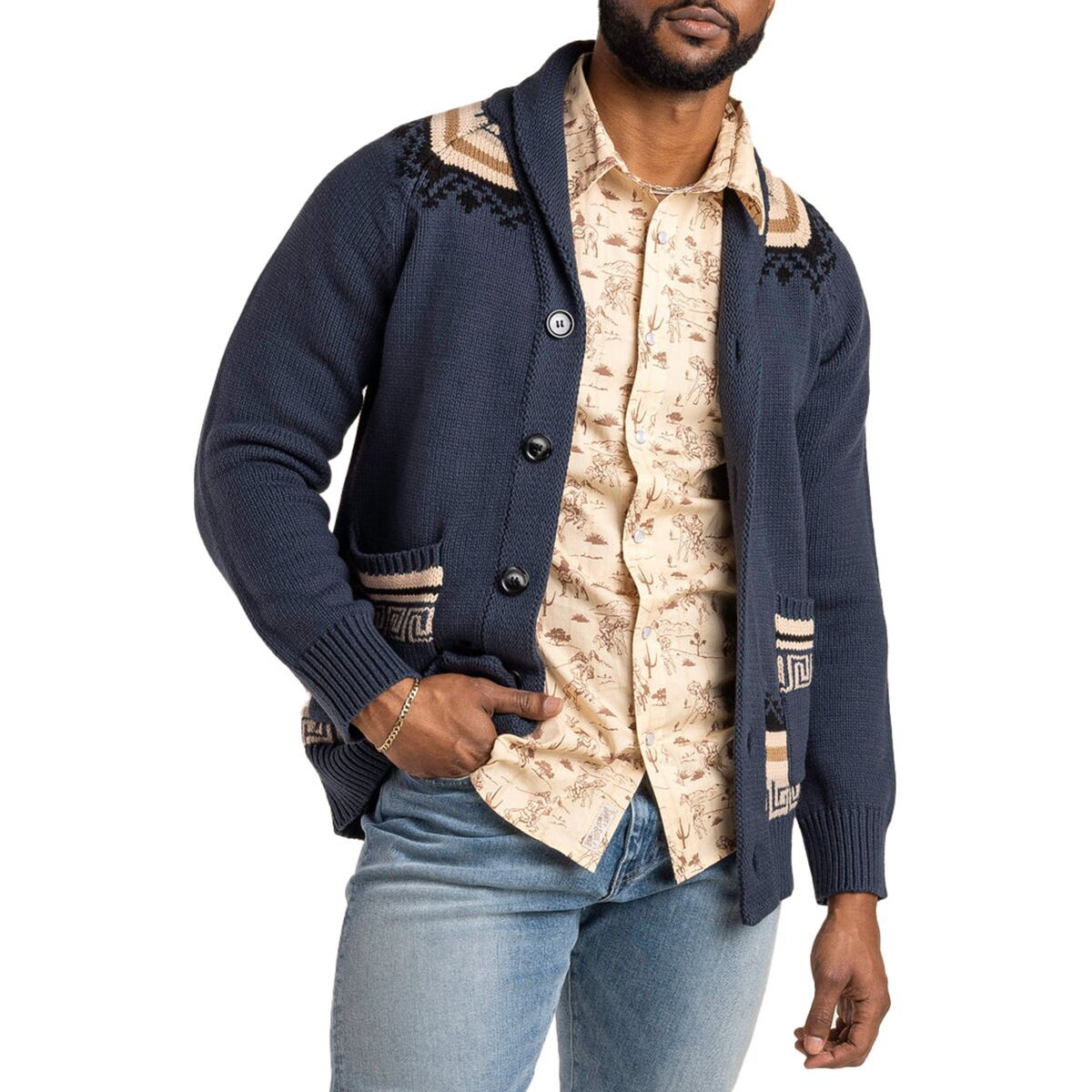 Sendero Provisions Co. Nuevo Laredo Cardigan - Men's Faded Indigo, L
