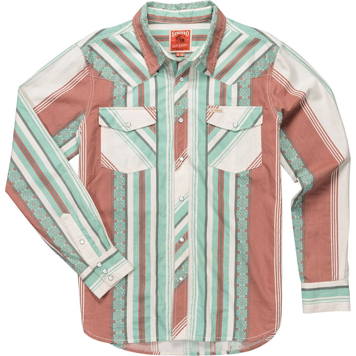 Image of Sendero Provisions Co. Serape Pearl Snap Long-Sleeve Shirt - Men's Retro Stripe, XXL