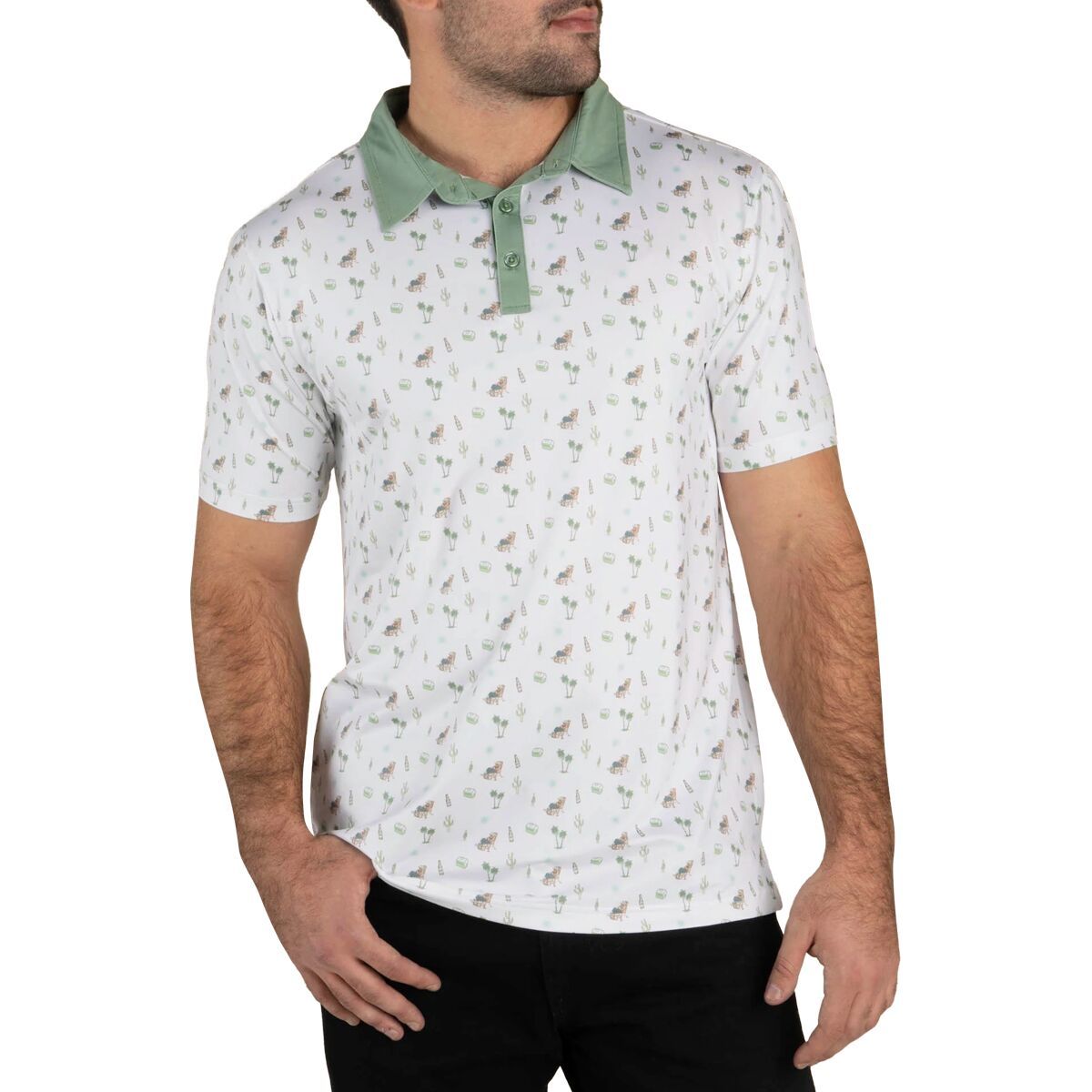 Image of Sendero Provisions Co. High Noon Performance Polo Shirt - Men's Oasis/White, XL