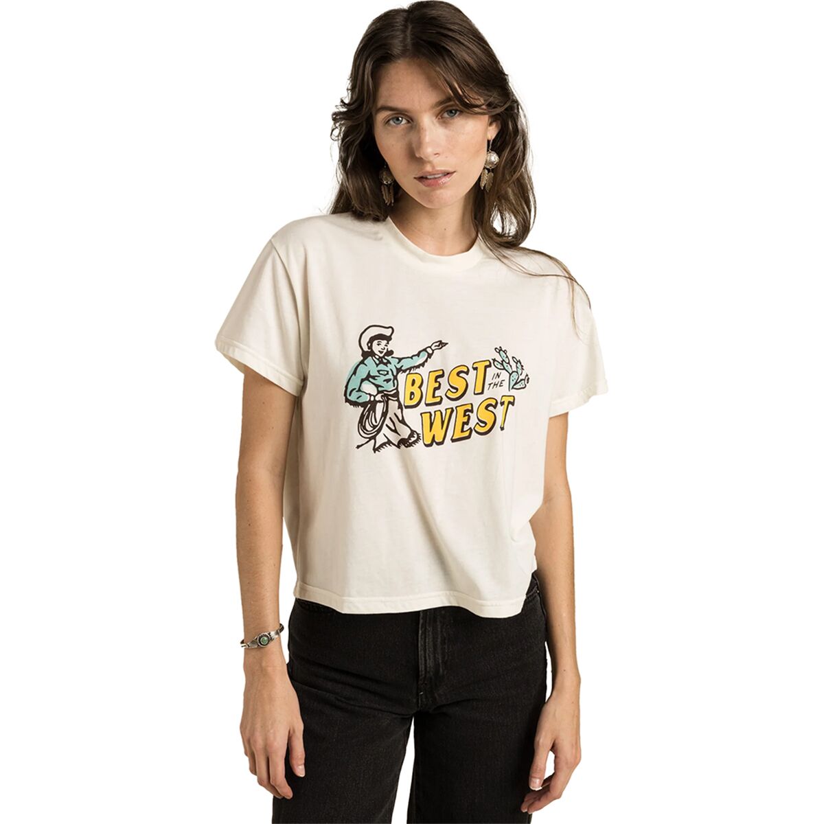Sendero Provisions Co. Sendero Provisions Co. Best In The West Crop T-shirt - Women's Vintage White, XL