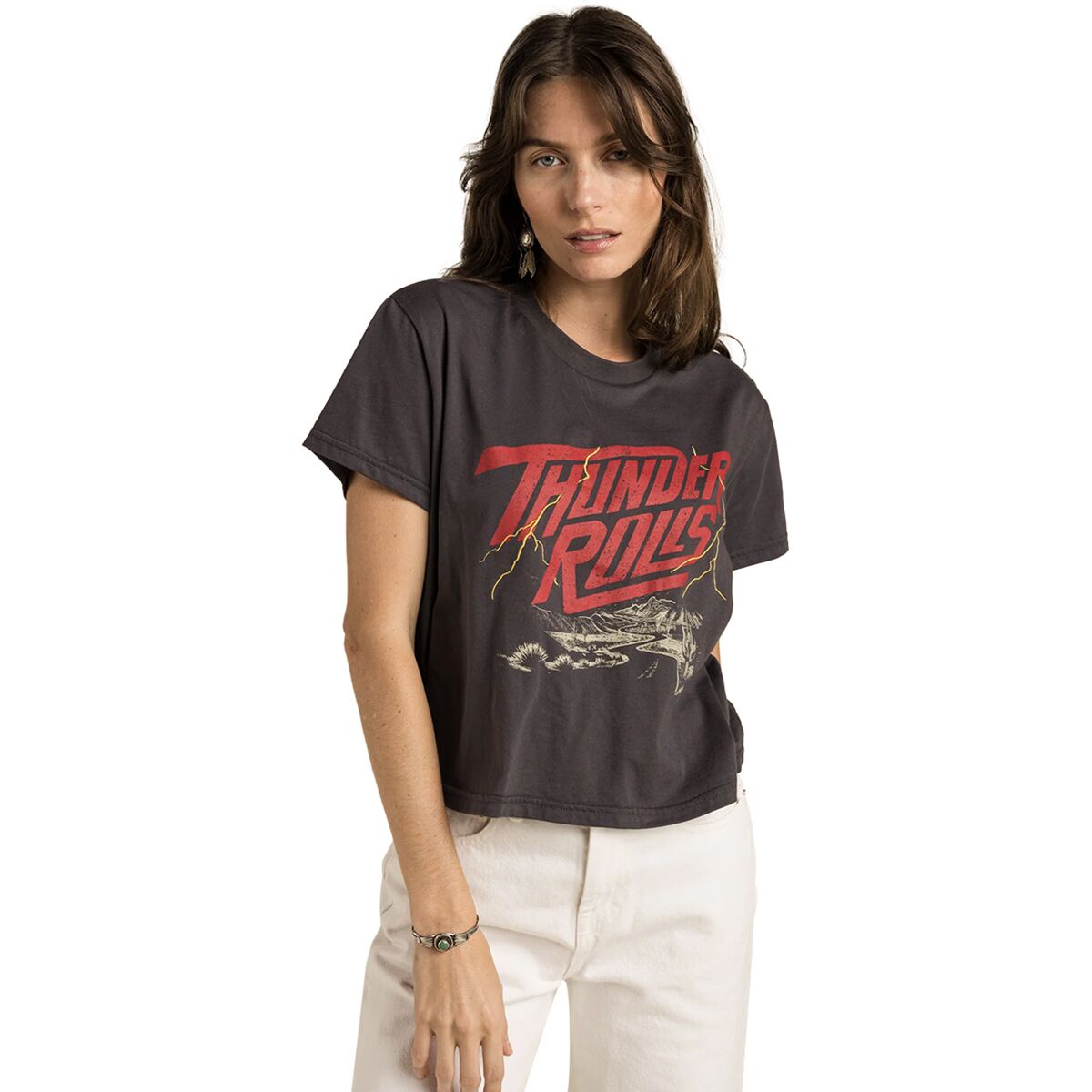 Sendero Provisions Co. Sendero Provisions Co. Thunder Rolls Crop T-Shirt - Women's Vintage Black, L