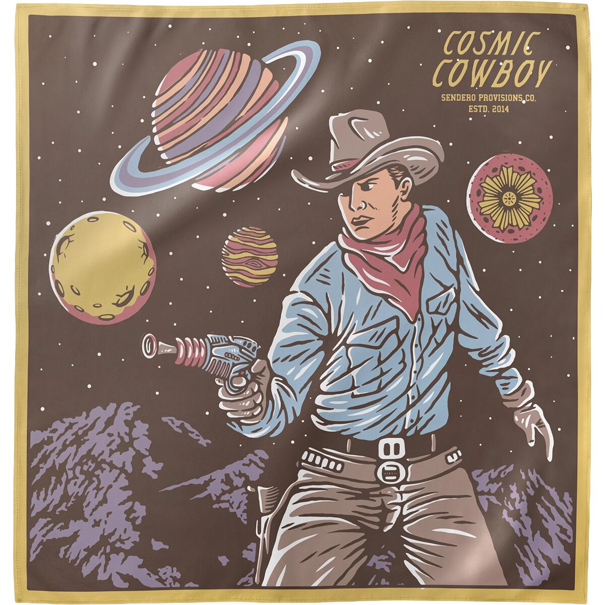 Image of Sendero Provisions Co. Bandana Cosmic Cowboy Brown, One Size