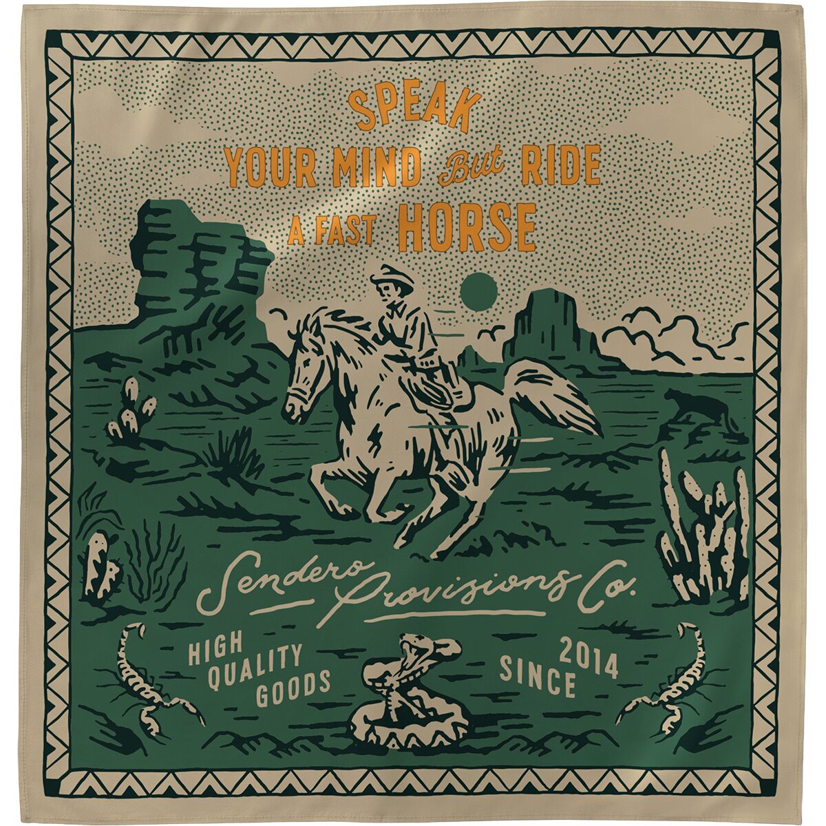 Image of Sendero Provisions Co. Bandana Fast Horse Green, One Size