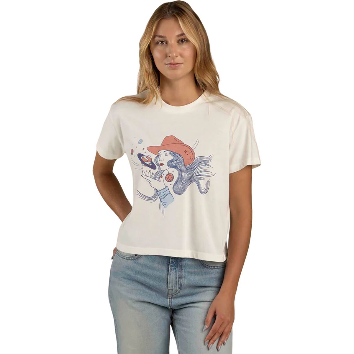 Sendero Provisions Co. Cosmic Cowgirl Crop T-Shirt - Women's Vintage White, S
