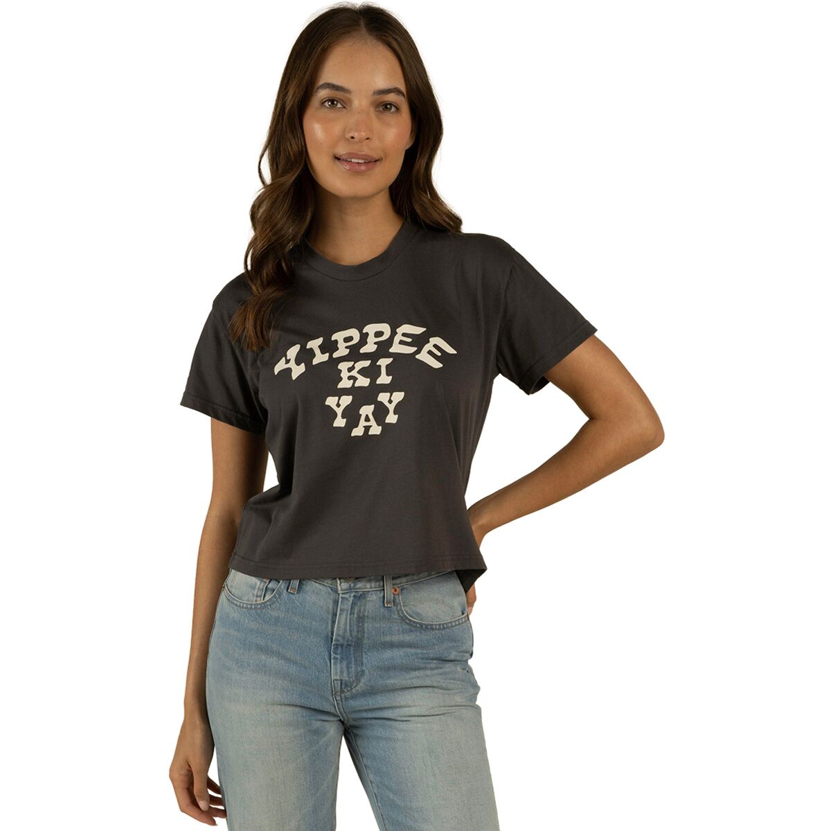 Sendero Provisions Co. Sendero Provisions Co. Yippee Ki Yay Crop T-Shirt - Women's Vintage Black, XL