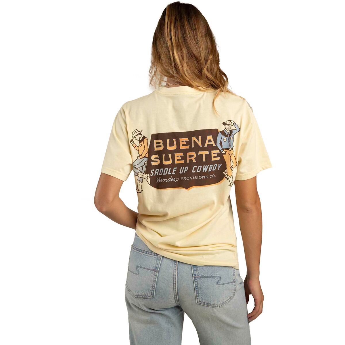 Image of Sendero Provisions Co. Buena Suerte T-Shirt Cream, XL