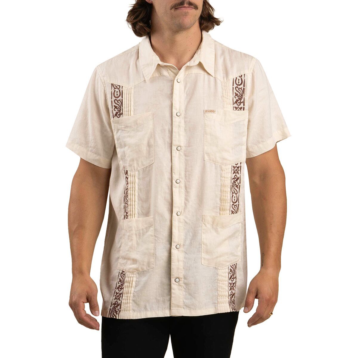 Image of Sendero Provisions Co. Caballero Guyabera Shirt - Men's Vintage White, L