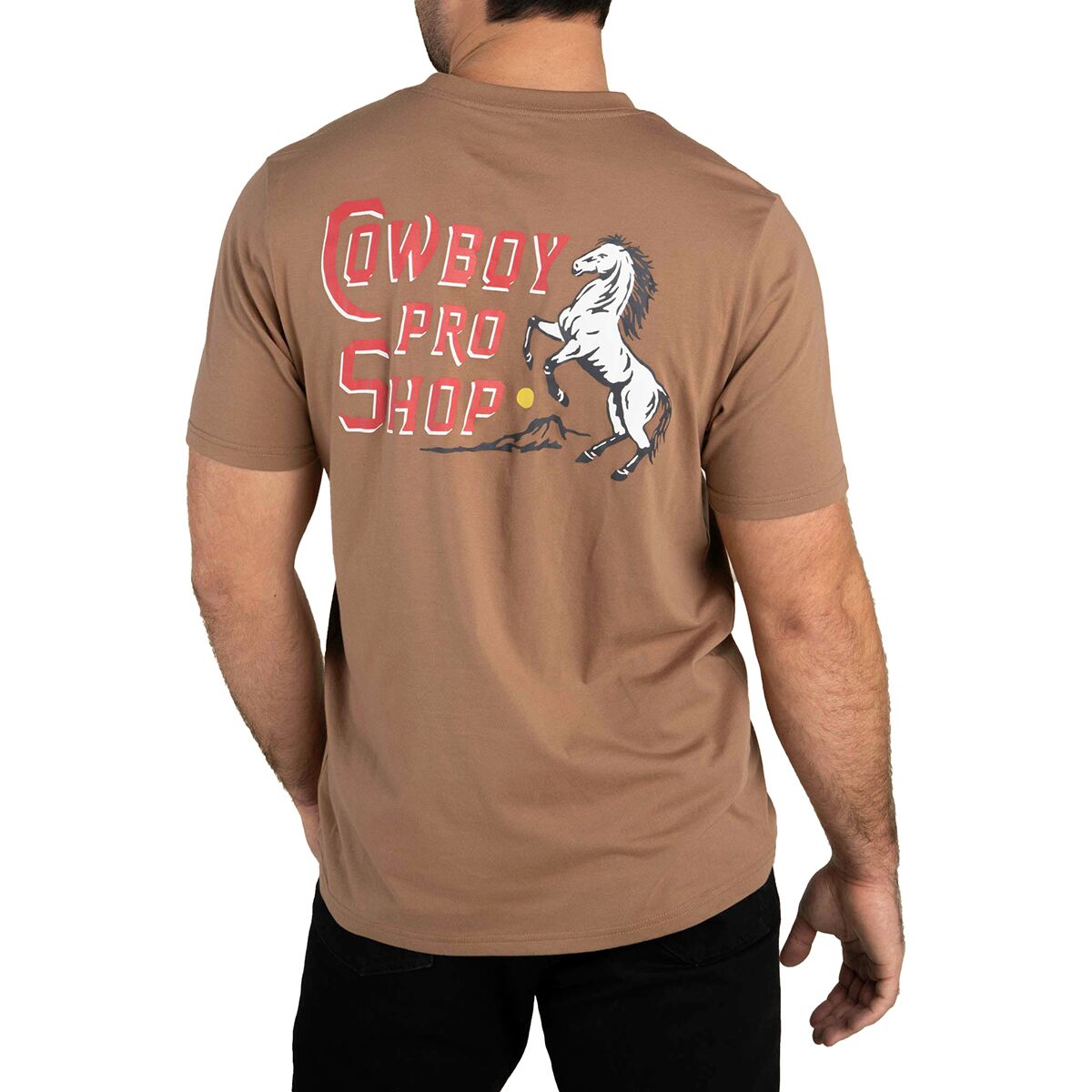 Image of Sendero Provisions Co. Cowboy Pro Shop T-Shirt Light Brown, L