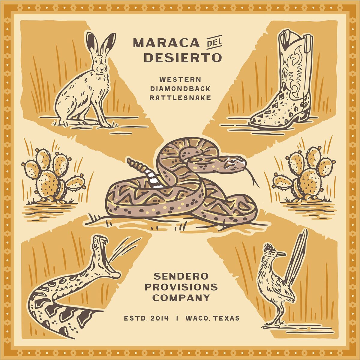 Image of Sendero Provisions Co. Rattlesnake Bandana Tan, One Size